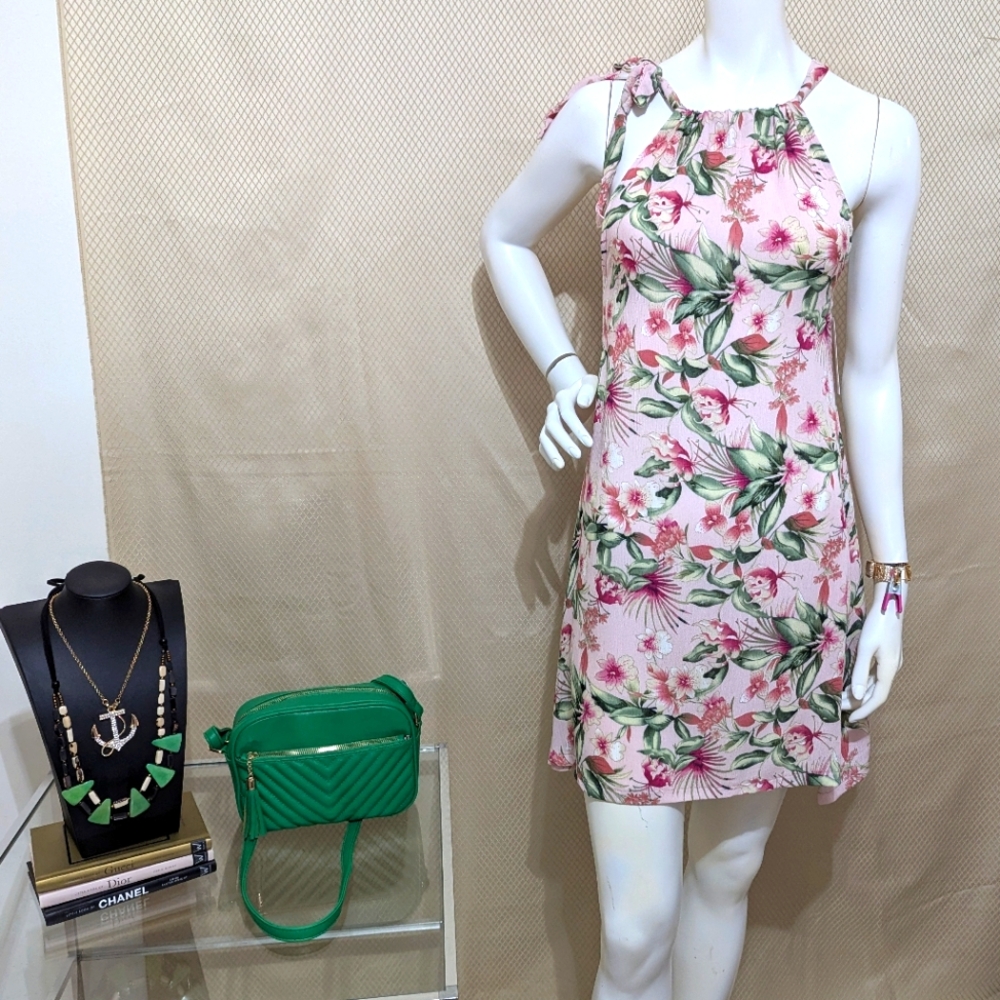 Pink and White Halter Sundress